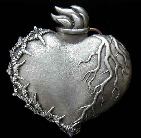 US-261 Flaming Heart W/Barbed Wire 3 1/4" by 3 1/4"