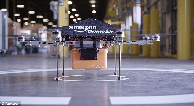 Future: Amazon's Prime Air project is described as 'a new delivery system that will get packages into customers' hands in 30 minutes or less using unmanned aerial vehicles'