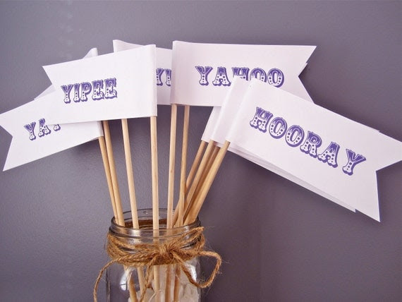 Celebration Paper Flags/Hooray/Yay/Yipee/Yahoo