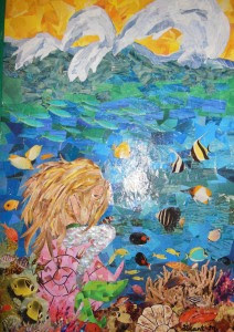 Grant's compulsive tearing-paper habit turned into beautiful collages