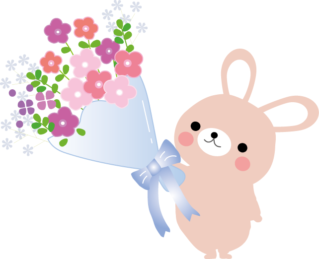お祝い 花束とケーキのイラスト 無料素材