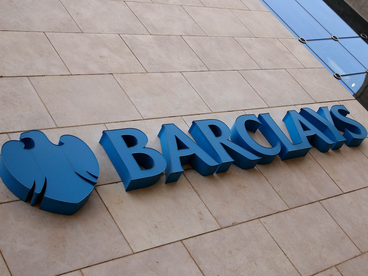 A Barclays logo is pictured outside the Barclays towers in Johannesburg, South Africa, December 16, 2015.