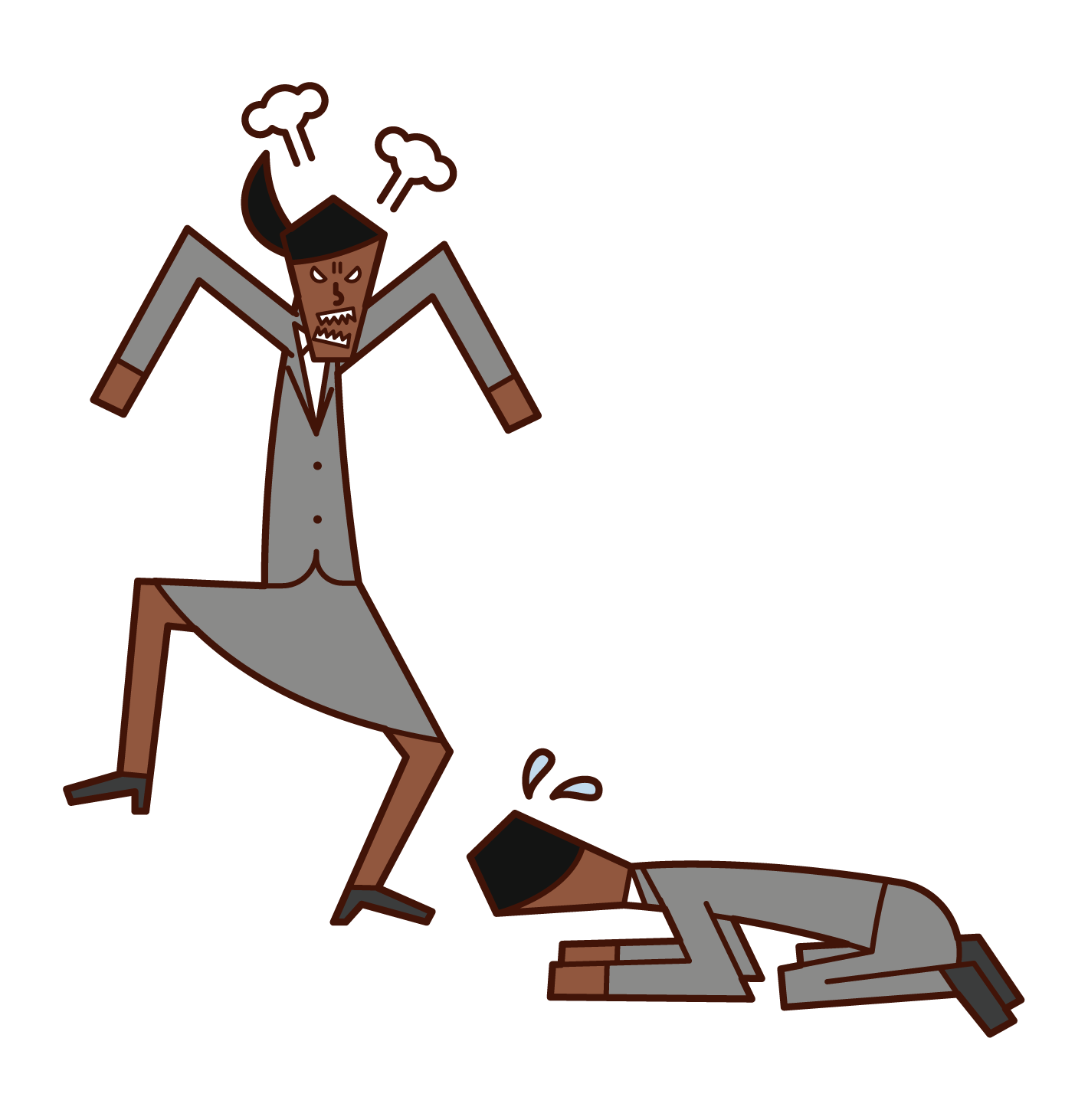 怒る上司に土下座する人 男性 のイラスト フリーイラスト素材 Kukukeke ククケケ