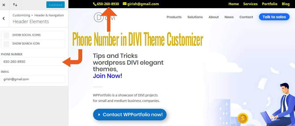 Turn Header Phone Number Into Clickable Link In Divi