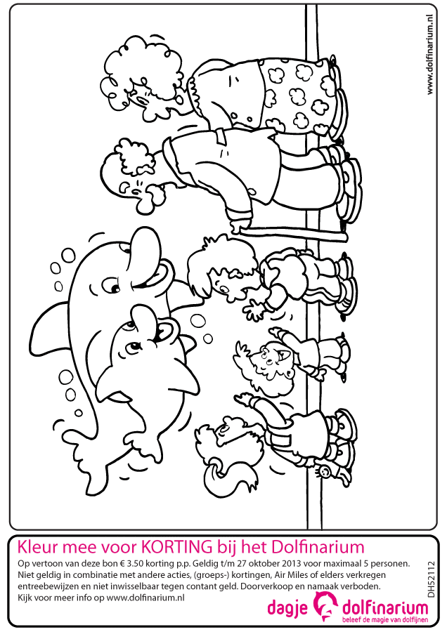 Kleurplaat Dolfinarium met opa en oma kortingsbon ...
