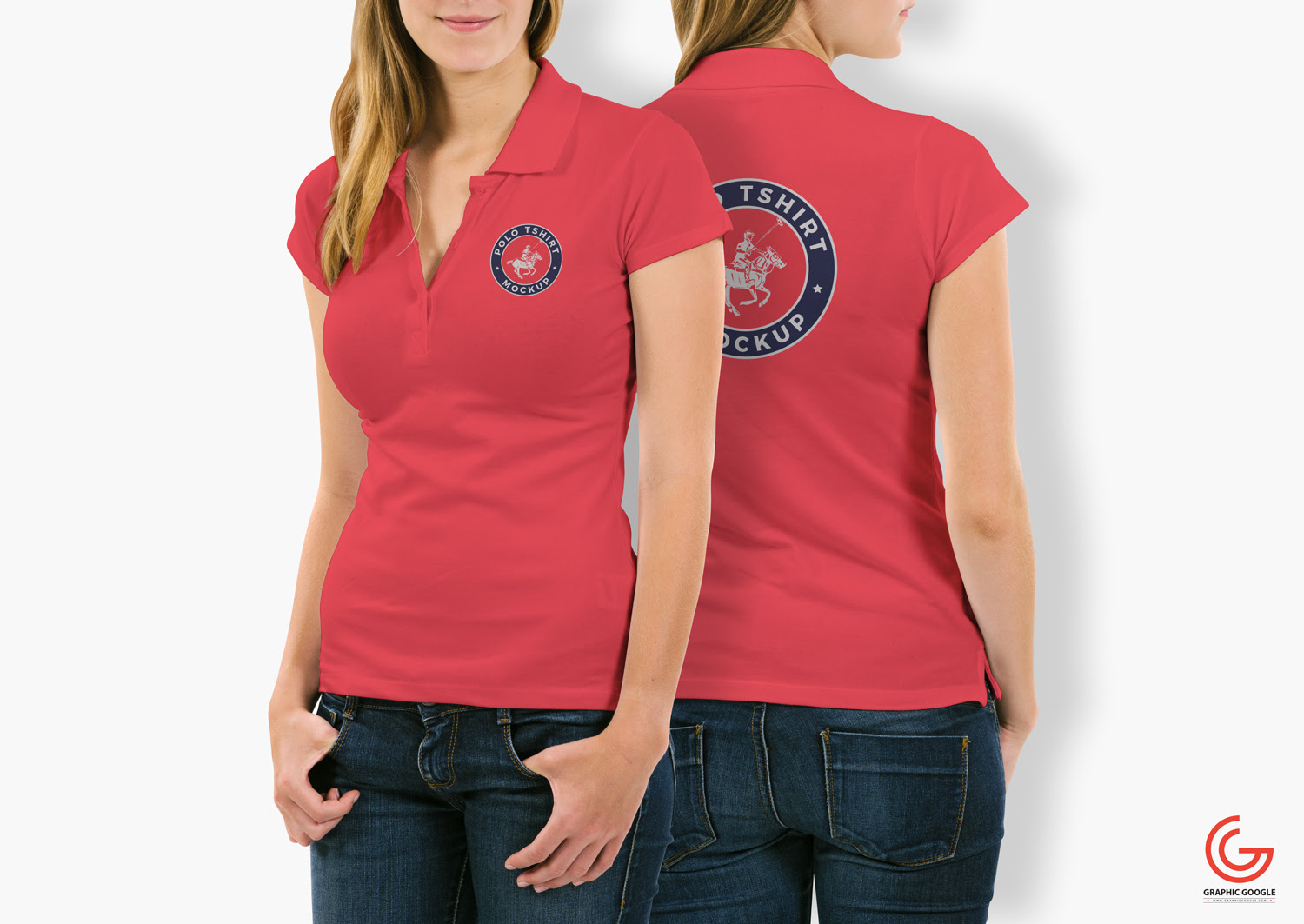 Download Free Woman With Polo T Shirt Mockup Psdgraphic Google Tasty Graphic Designs Collection