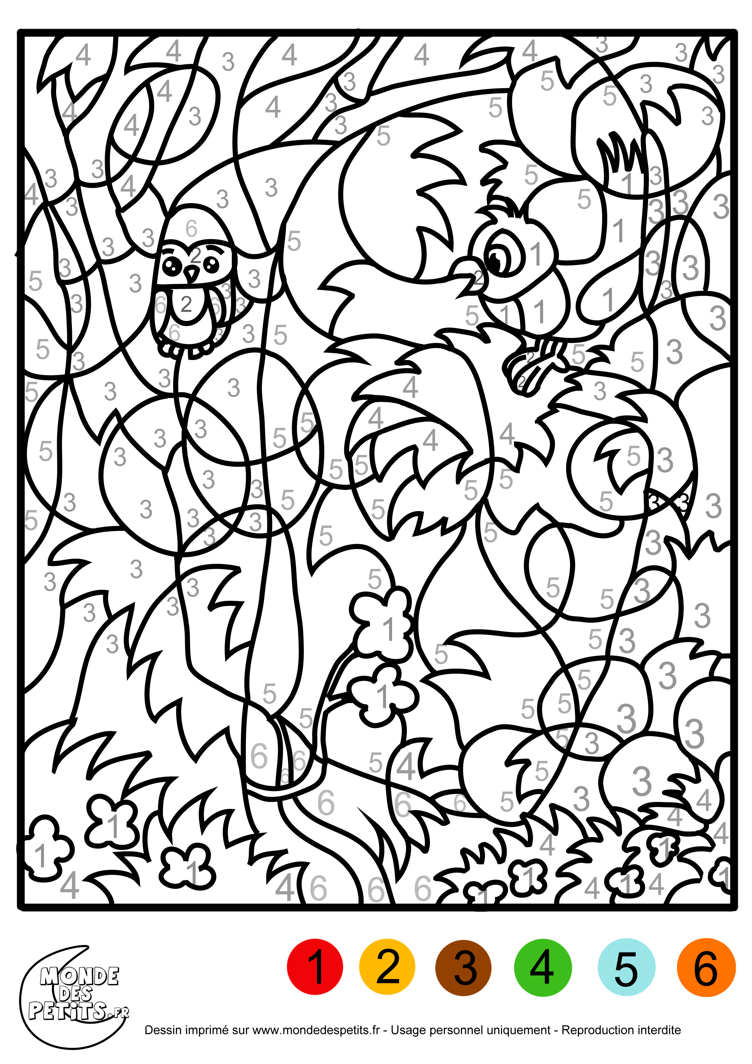 Coloriage magique les chiffres et les animaux