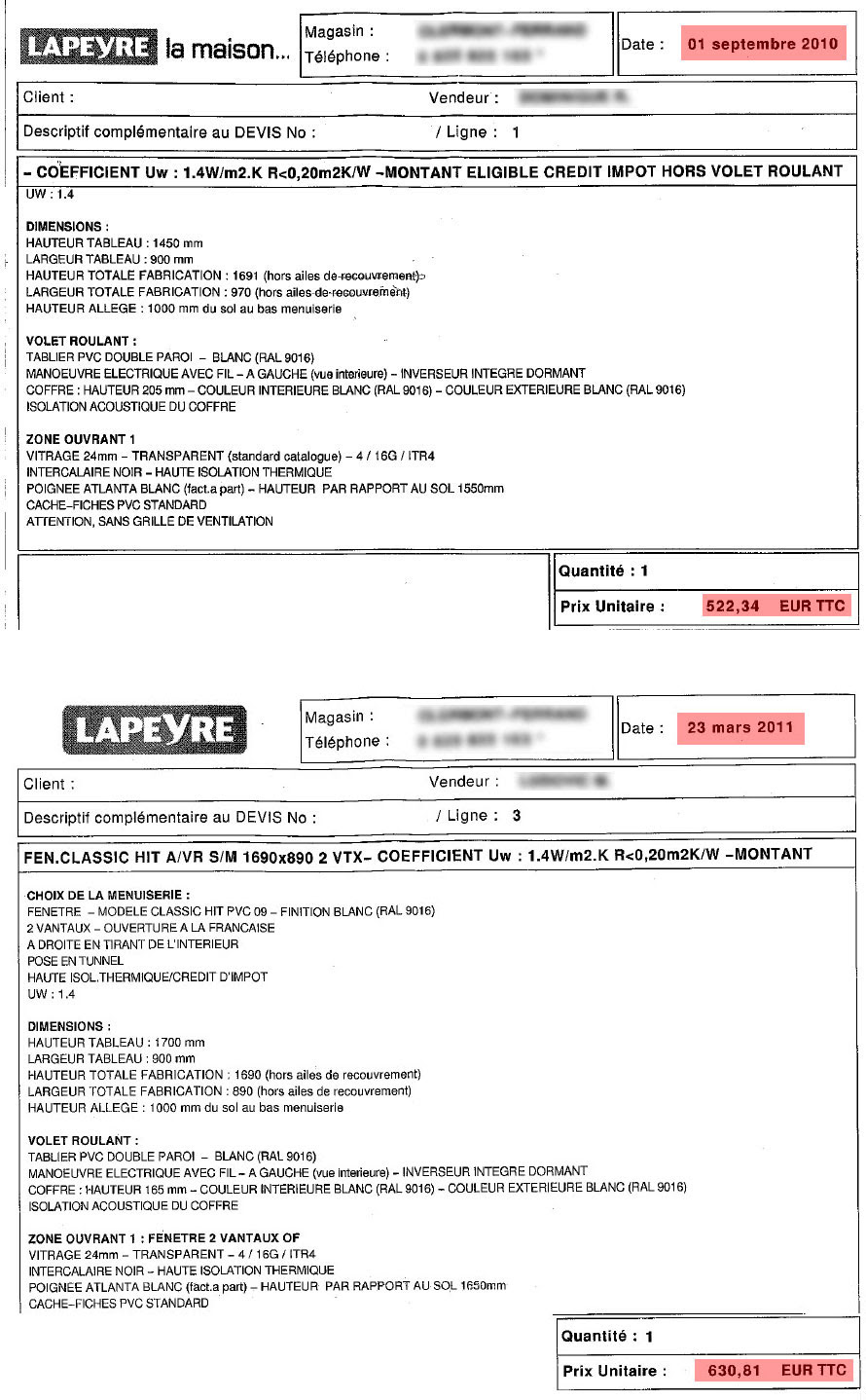 exemple facture menuisier