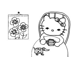 Kleurplaat Hello Kitty Hondje Hello Kitty Kleurplaten Kitty Fifi