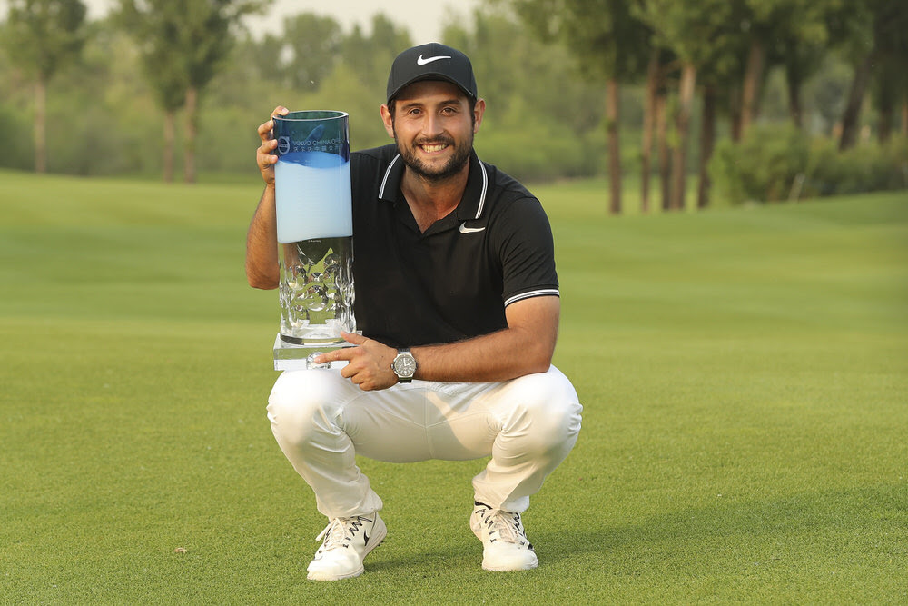BEIJING, CHINA - APRIL 30:  Alexander Levy of France holds the trophy celebrates after winning the 2017 Volvo China Open at Topwin Golf and Country Club on April 30, 2017 in Beijing, China.  (Photo by Lintao Zhang/Getty Images)