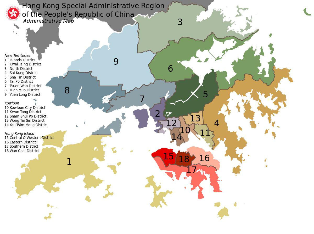 Kort Over Hong Kong Hong Kong kvarterer kort   Kort over Hong Kong kvarterer (Kina) Kort Over Hong Kong