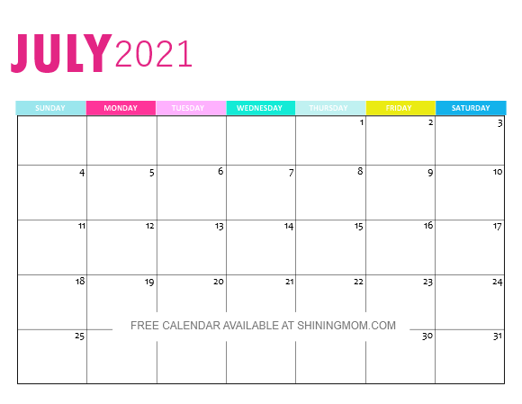 2021 monthly calendar printable so pretty in pink