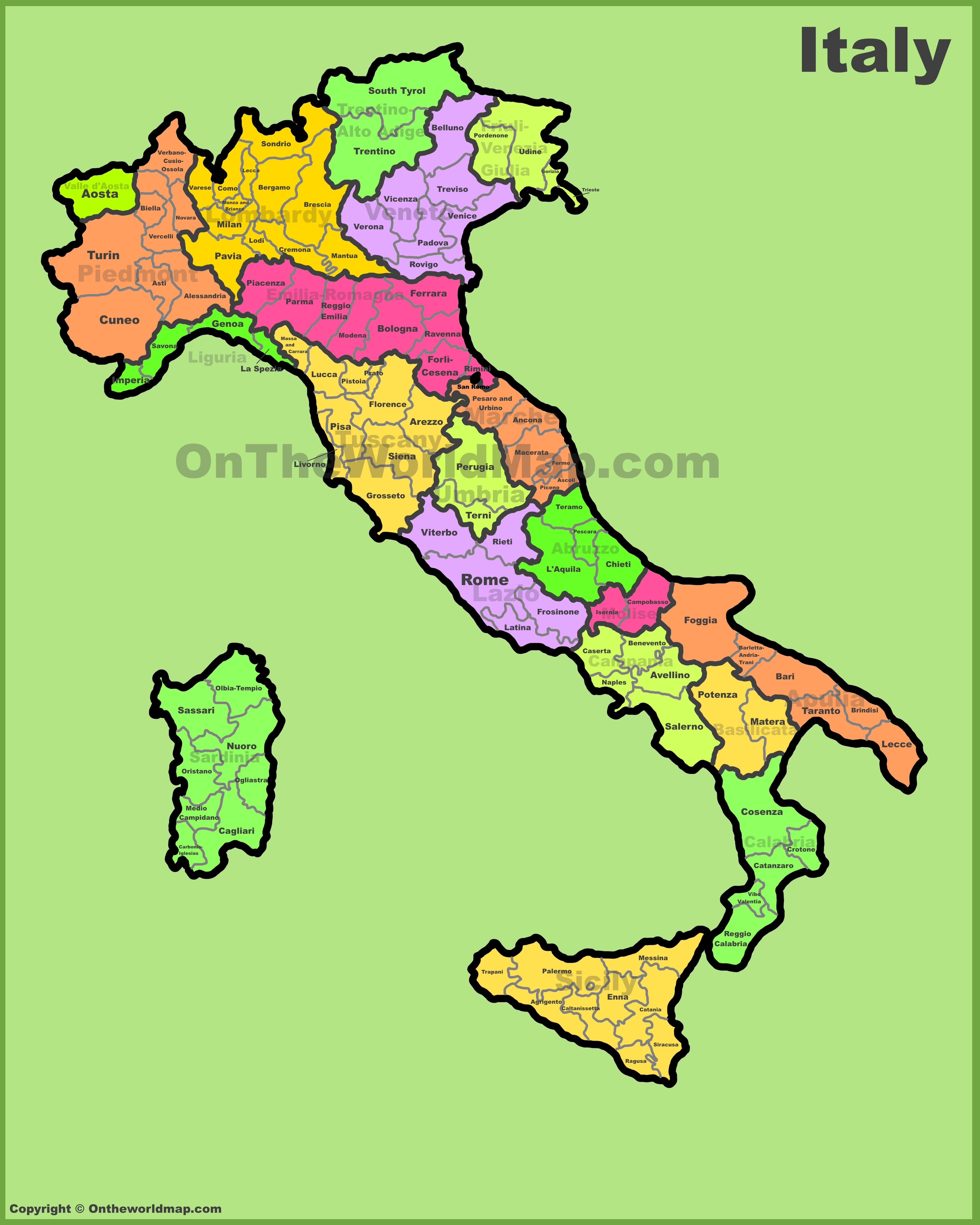 provinces of italy map Italy Provinces Map provinces of italy map