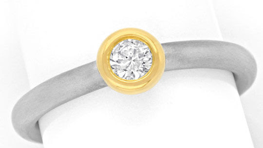 Foto 2, PLATINRING GOLDRING MIT BRILLANT 0,2ct RIVER LUXUS! NEU, S6835