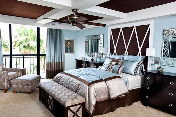 Brown and Blue Interior Color Schemes for an Earthy and Elegant Room