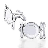 Bling Sterling Silver Dinner Foodie Gourmet Chef Cufflinks