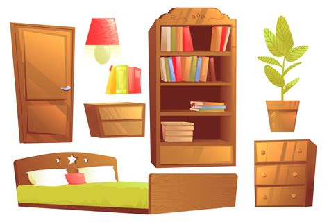 modern furniture  bedroom interior design vector