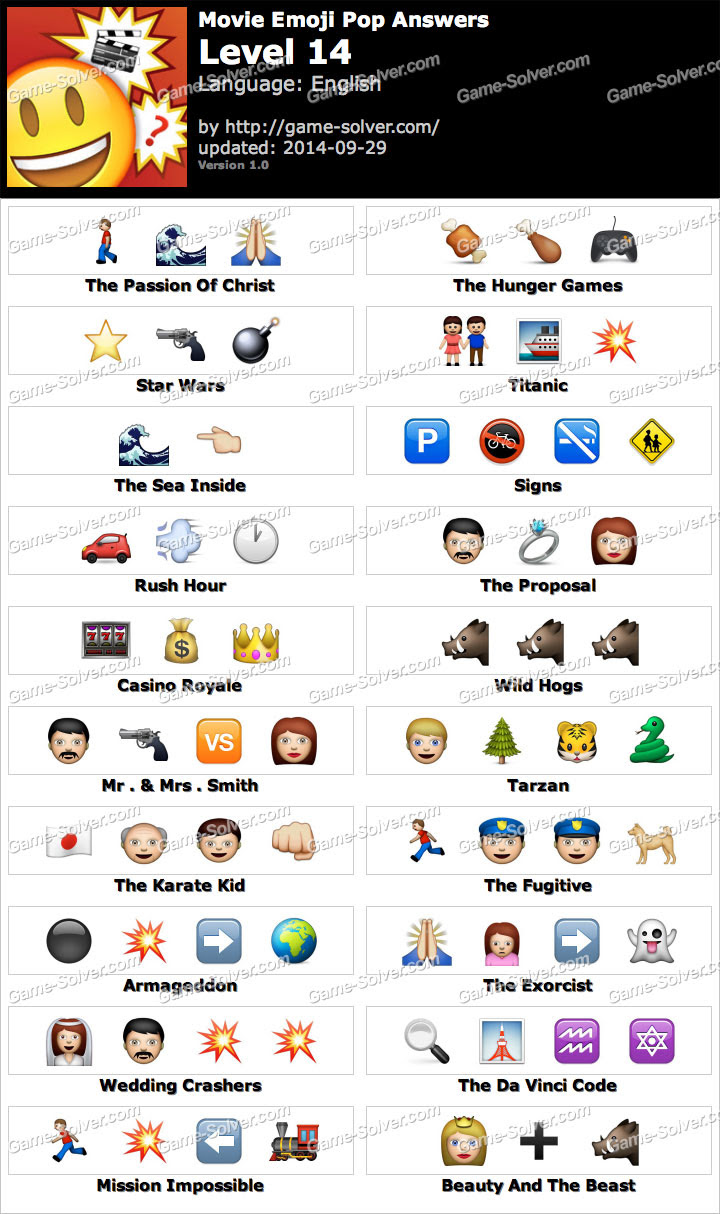 Movie Emoji Pop Level 14 • Game Solver