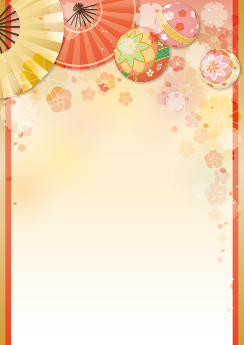 フリーイラスト] 扇子と鞠と梅の和風背景でアハ体験 - GAHAG | 著作権フリー写真・イラスト素材集