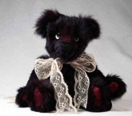 OOAK Artist Bear Real Fur Teddy Bear Rabbit Fur Bear by Nina Bolen 12 inch Tall