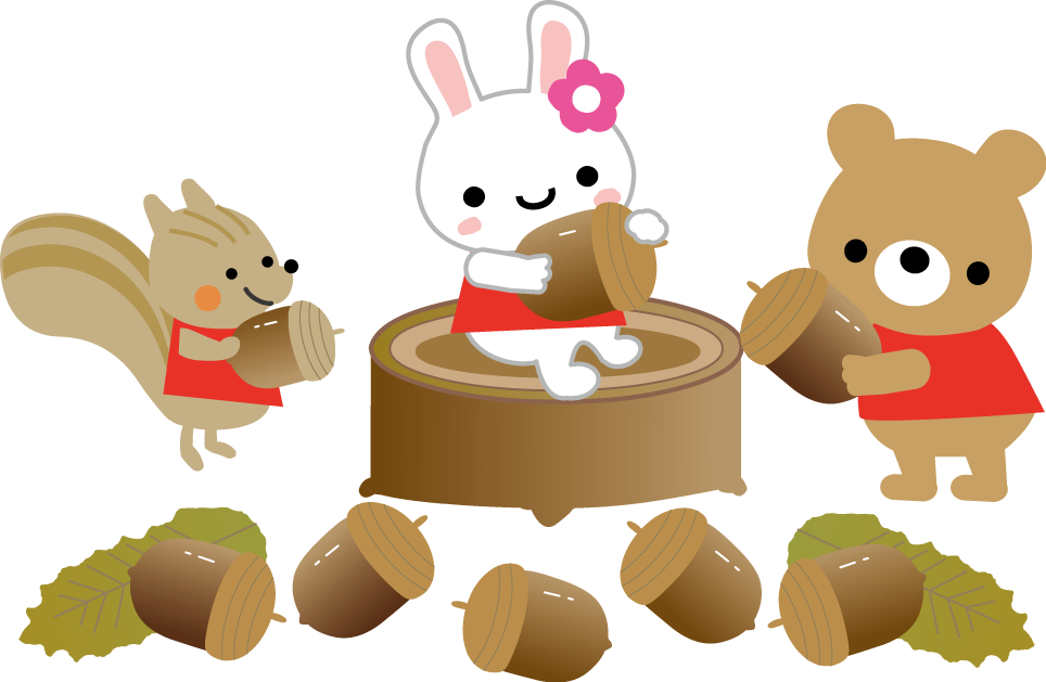 秋のイラスト 落ち葉 コスモス どんぐり 無料イラスト