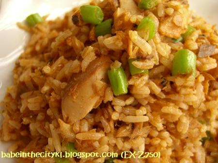 sardine fried rice closeup