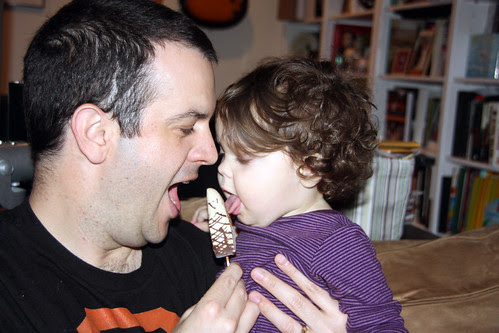 fat man eating ice cream. When I eat ice cream she opens