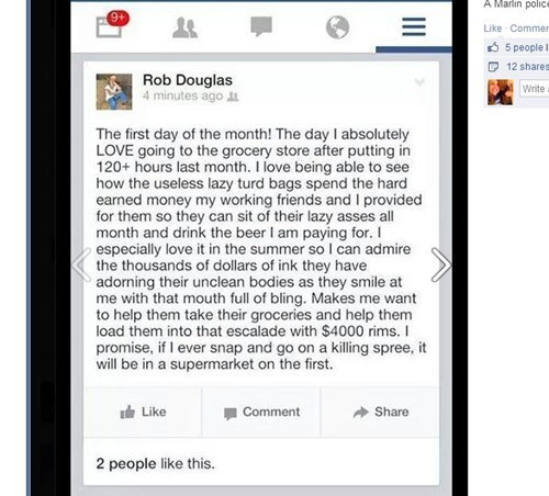 A Texan Cop is in Hot Water After Posting This Food Stamp Rant (With Casual Violent Threat Attached)