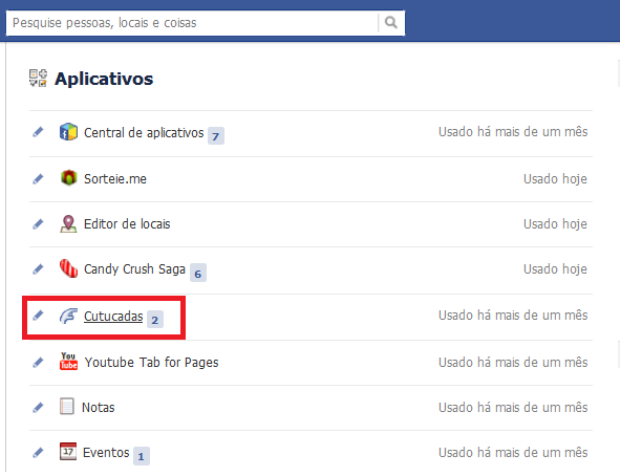 Aplicativos do Facebook (Foto: Reprodução/Lívia Dâmaso)