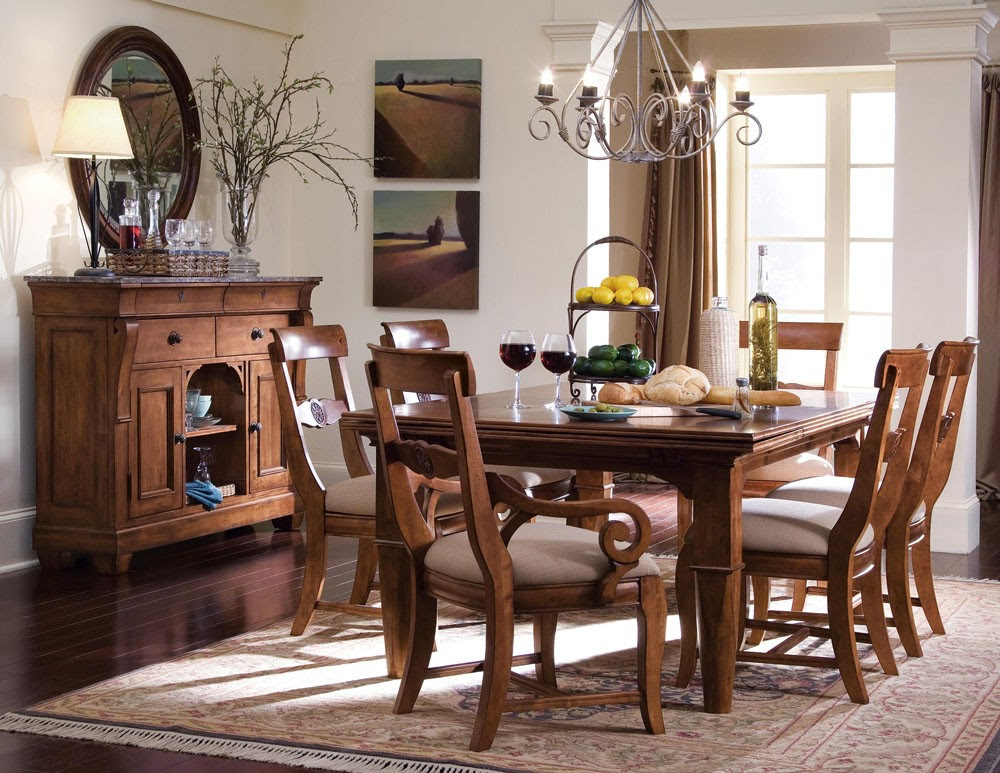 Kincaid Tuscano Solid Wood Refectory Leg Table Dining Set ...