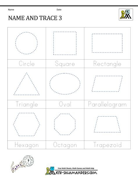  shape tracing worksheets kindergarten
