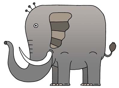 動物イラスト無料素材 象 エレファント アフリカ象 インド象 茶色 ブラウン