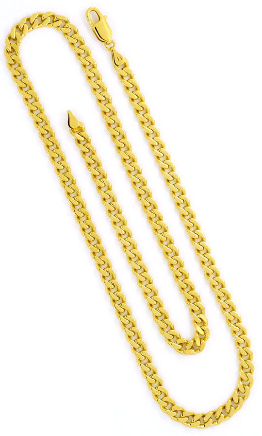 Original-Foto 3, FLACHPANZER-KETTE GOLD-KETTE MASSIV GELB-GOLD KARABINER