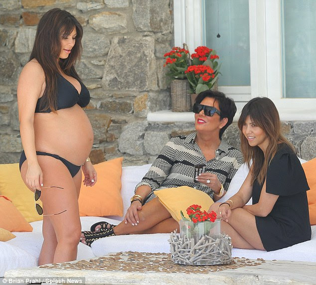 Gorgeous: Kim looked great in her black two-piece - the most flattering of the bunch 
