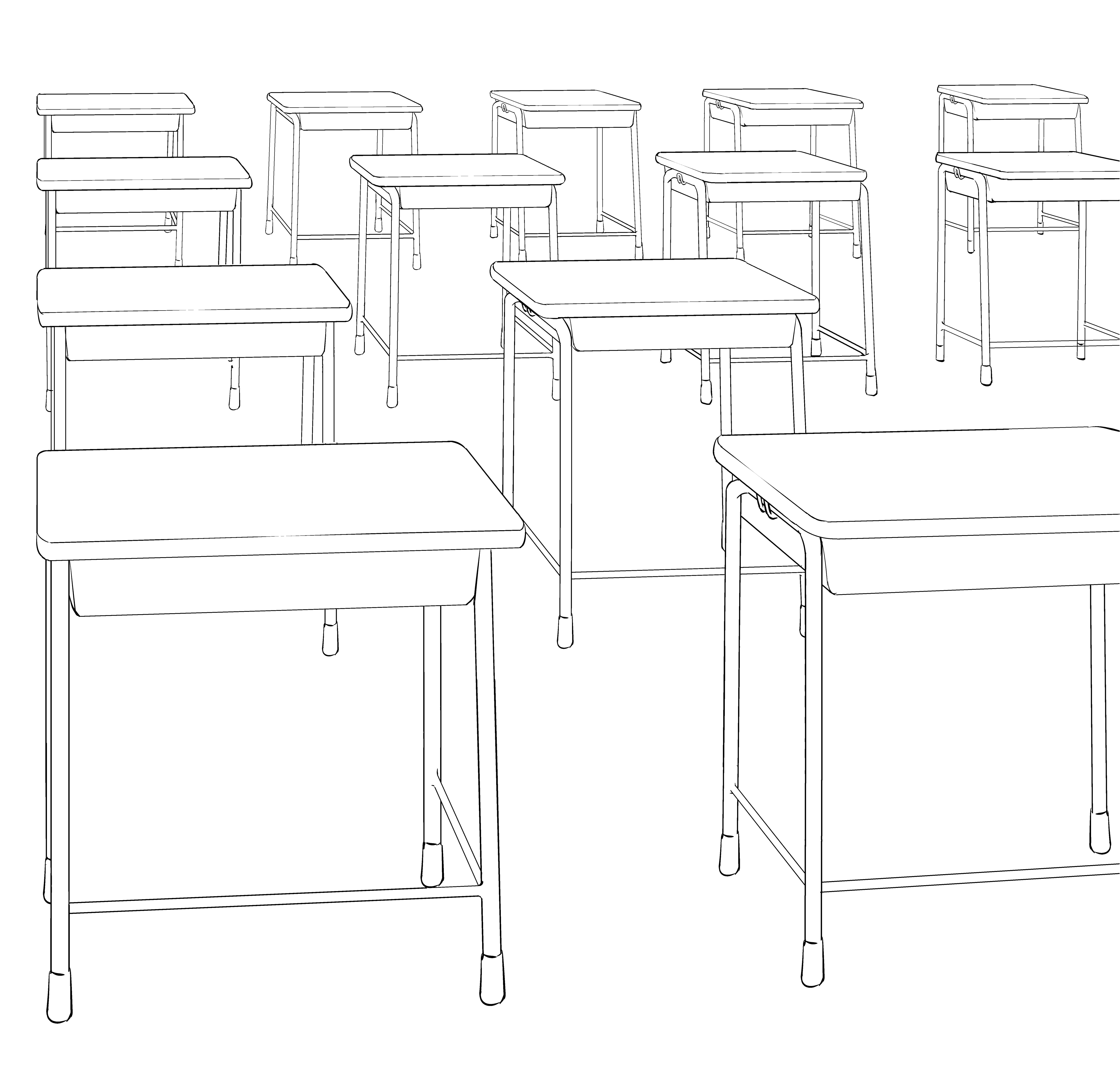 漫画背景フリー素材 学校編 机 椅子 Oyukihan S Blog 漫 パワー充電所