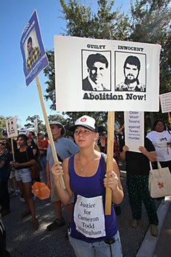 Death penalty opponents at a protest last fall