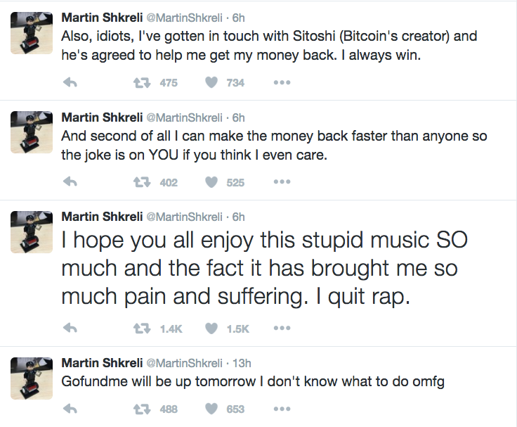 shkreli tweet kanye scam