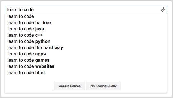 Google suggestions for blog ideas