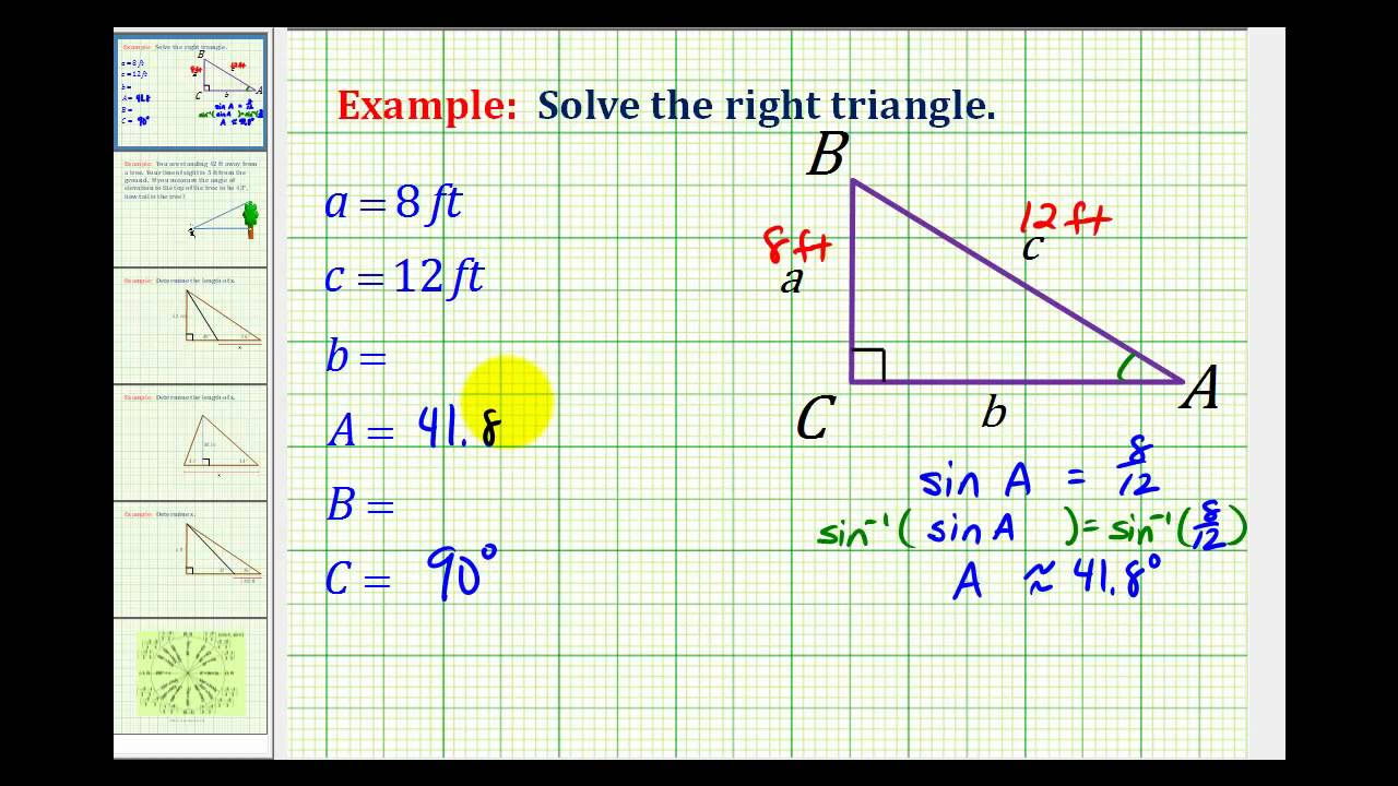 Example: Solve a Right Triangle Given the Length of Two ...