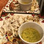 [Homemade] Sous Vide Tarragon & butter Lobster tail. Fettuccini from scratch with Alfredo sauce and cracked black peppercorns. Garlic roasted Cauliflower.