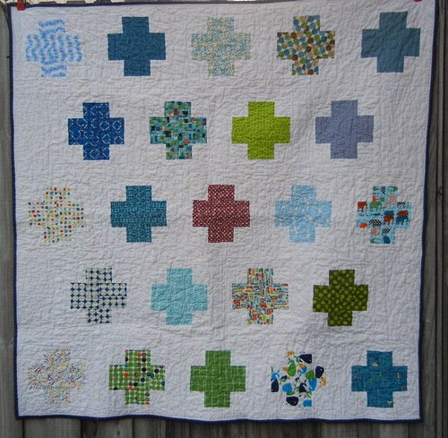 Finished Modern Crosses Baby quilt