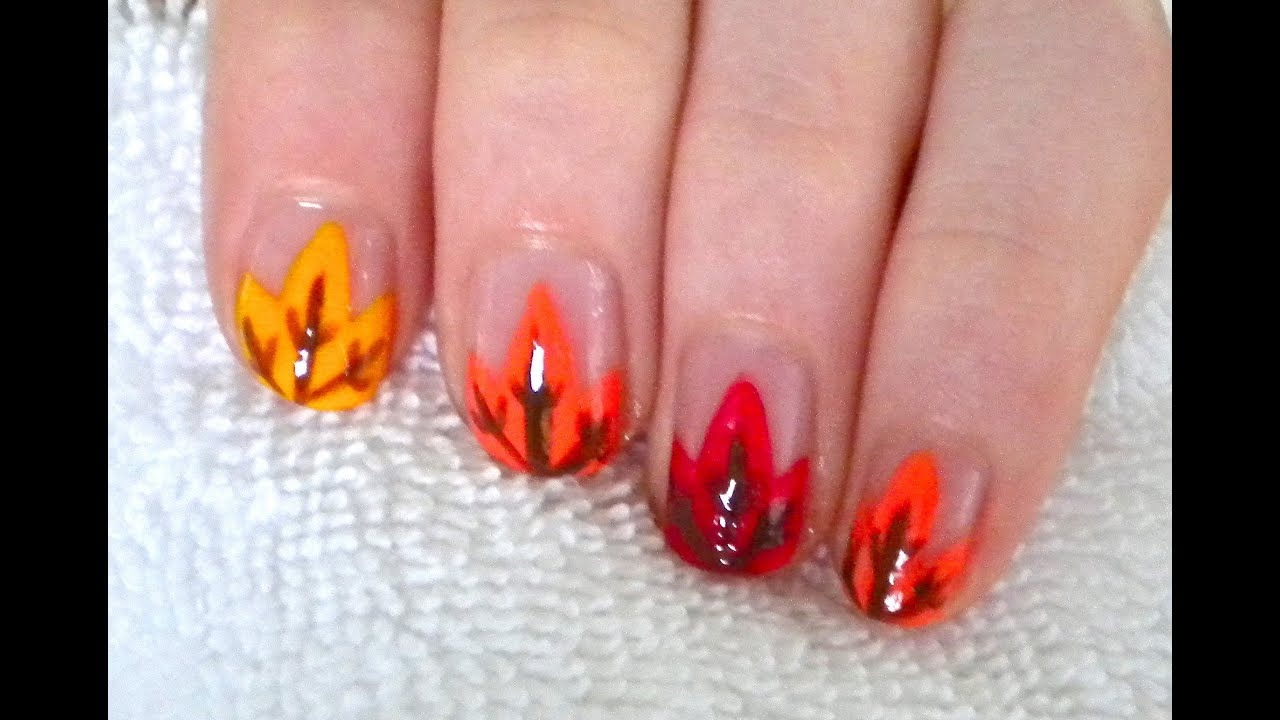Fall Leaves Nail Design  YouTube