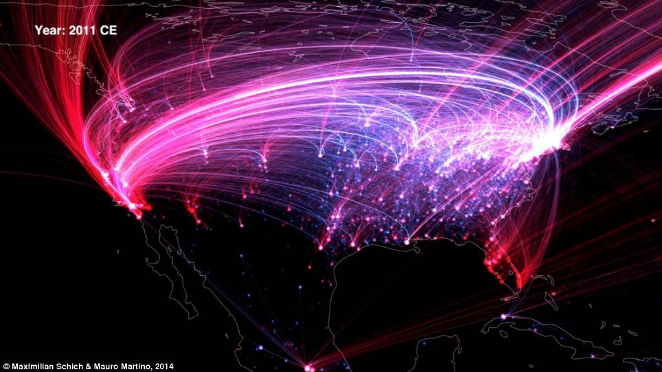 2011 in the Us saw huge travel between the East and West Coast, with LA, New York and Dan Francisco all featuring heavily.