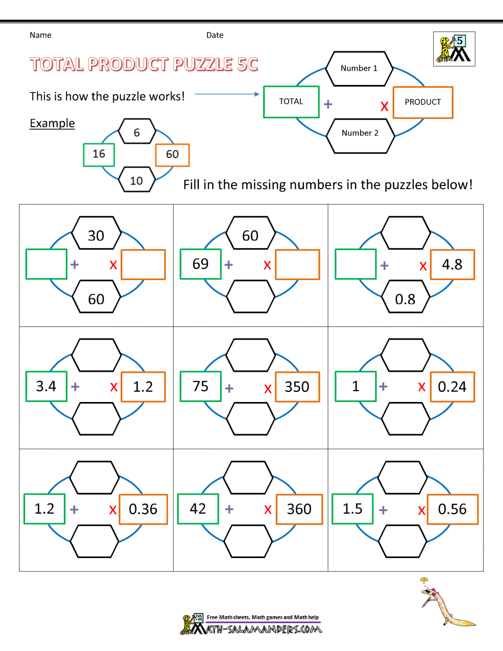 Printable Math Puzzles 5th Grade