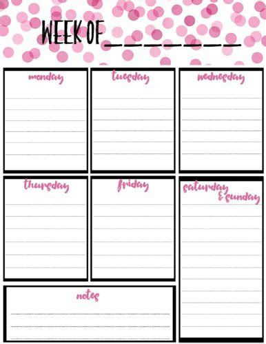  free weekly calendar planner printable full and half size single page