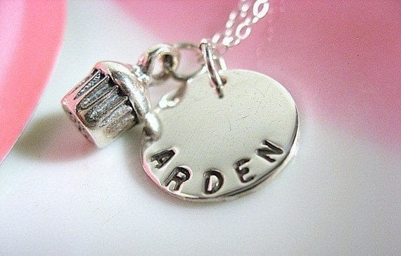 My Little Cupcake Silver Charm Name Necklace
