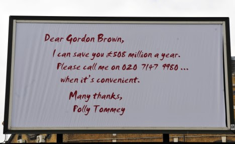Polly Tommey's poster campaign which Gordon Brown said was 'genius'
