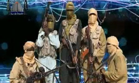 Screengrab of members of the Islamist group Ansaru which claims to have killed seven foreign workers