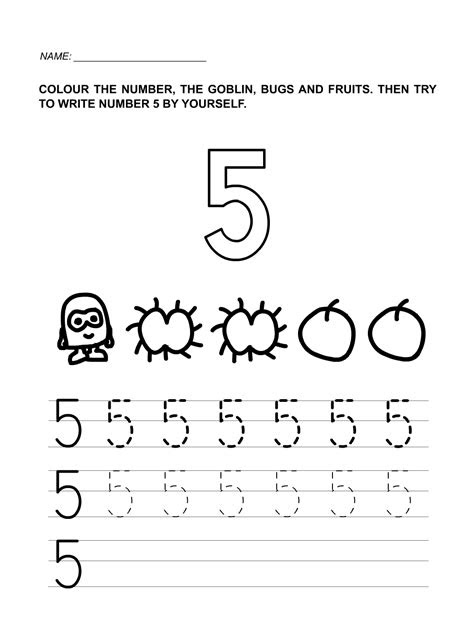  number 5 worksheets for children activity shelter