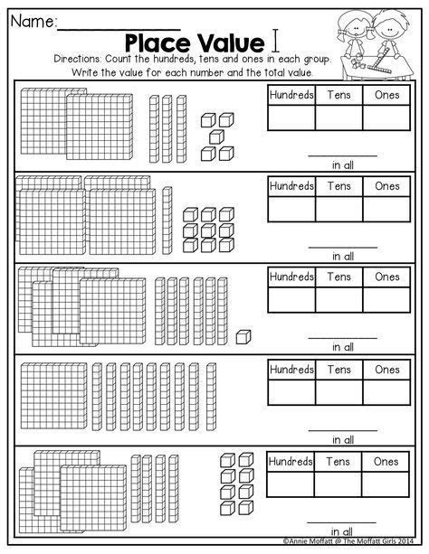  hundreds tens and ones worksheets for second grade 2nd grade